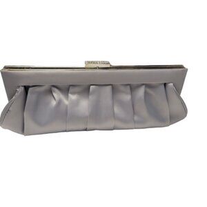 Grey Clutch Purse with Pleated Front